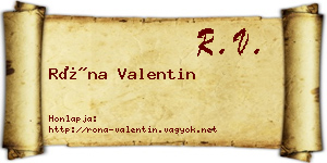 Róna Valentin névjegykártya